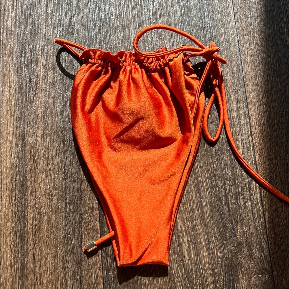 Orange Adjustable Tie-Side Bikini Bottom - Women Swim